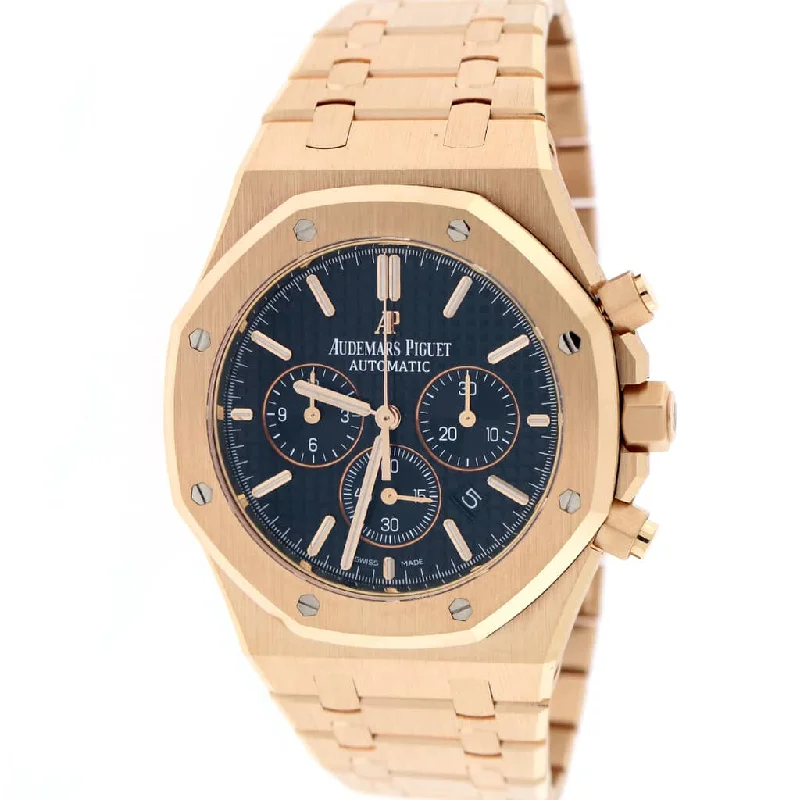 Audemars Piguet Royal Oak 18K Rose Gold 41MM Black Dial Chronograph Automatic Mens Watch 26320OR.OO.1220OR.01