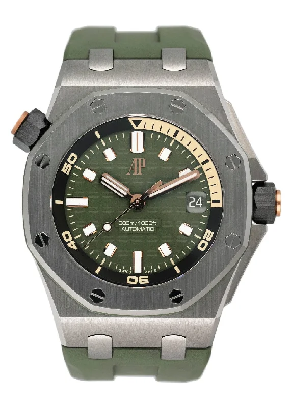 Audemars Piguet Royal Oak Offshore Diver 15720ST Green Dial Mens Watch