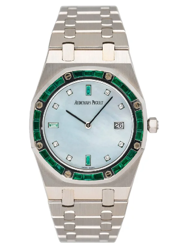 Audemars Piguet Royal Oak 56602BC Diamond Emerald MOP Ladies Watch Box Papers