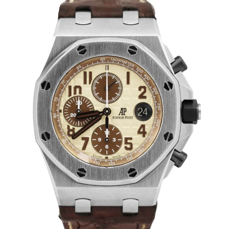 PAPERS Audemars Piguet Royal Oak Offshore SAFARI Brown Ivory 42mm 26470ST BOX