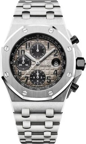 Audemars Piguet "Brick" Offshore 42mm Chronograph Platinum Gray Arabic Dial | 26470PT.OO.1000PT.01