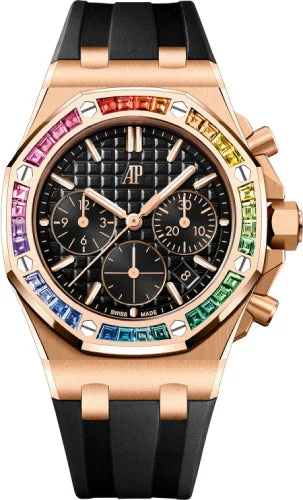 Audemars Piguet Offshore 37 mm Chronograph Pink Rose Gold Rainbow Black Dial - 26236OR.YY.D002CA.01