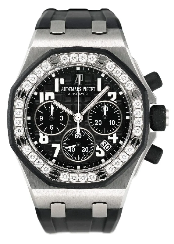 Audemars Piguet Royal Oak Offshore 26048SK Diamond Black Dial Ladies Watch Box Papers