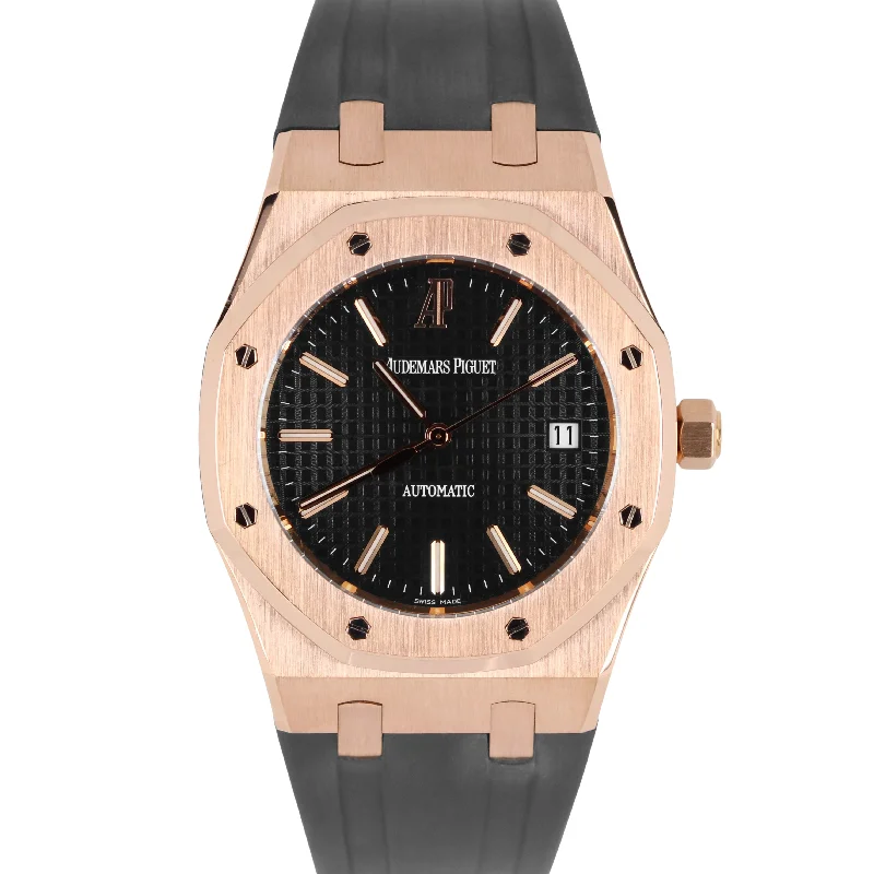 Audemars Piguet Royal Oak 18k Rose Gold Black 39mm 15300OR.OO.D002CR.01 Watch