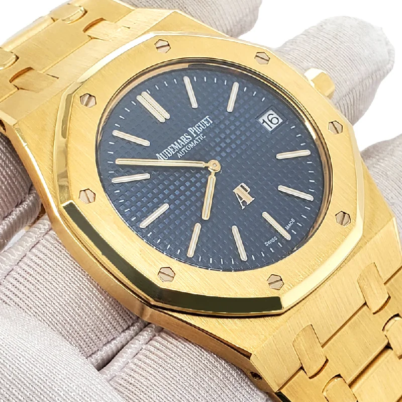 Audemars Piguet Royal Oak 39mm Jumbo Extra Thin Blue Dial Yellow Gold 15202BA.O.0944BA.01 Watch Box Papers