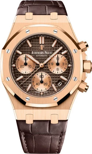 Audemars Piguet Royal Oak 41mm Selfwinding Chronograph Rose Gold Brown Dial Strap | 26239OR.OO.D821CR.01