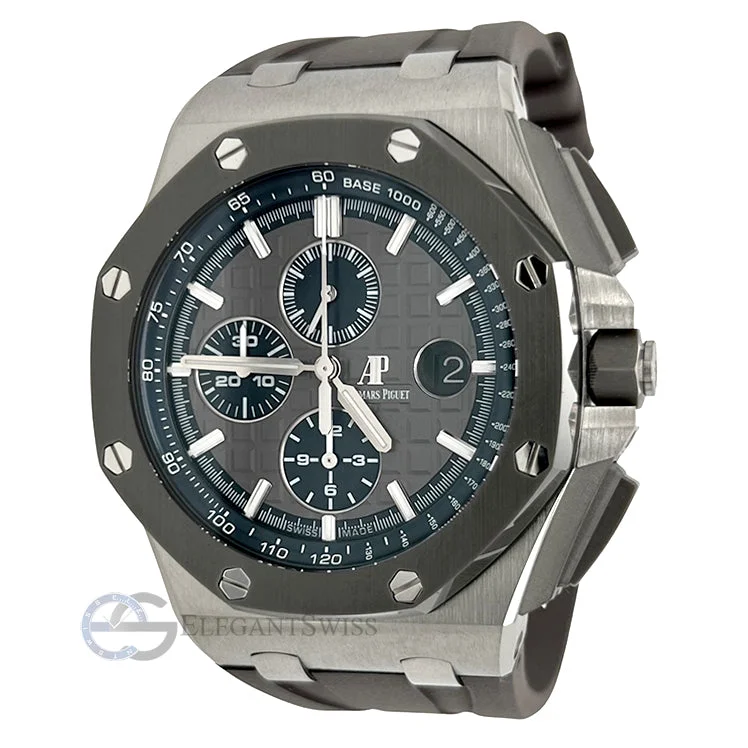 Unworn Audemars Piguet Royal Oak Offshore Chronograph 44mm Gray Dial Titanium Watch Box Papers 26400IO.OO.A004CA.02