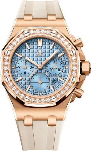 Audemars Piguet Royal Oak Offshore 37 mm Chronograph Pink Rose Gold Diamond Light Blue Dial - 26231OR.ZZ.A085CA.01