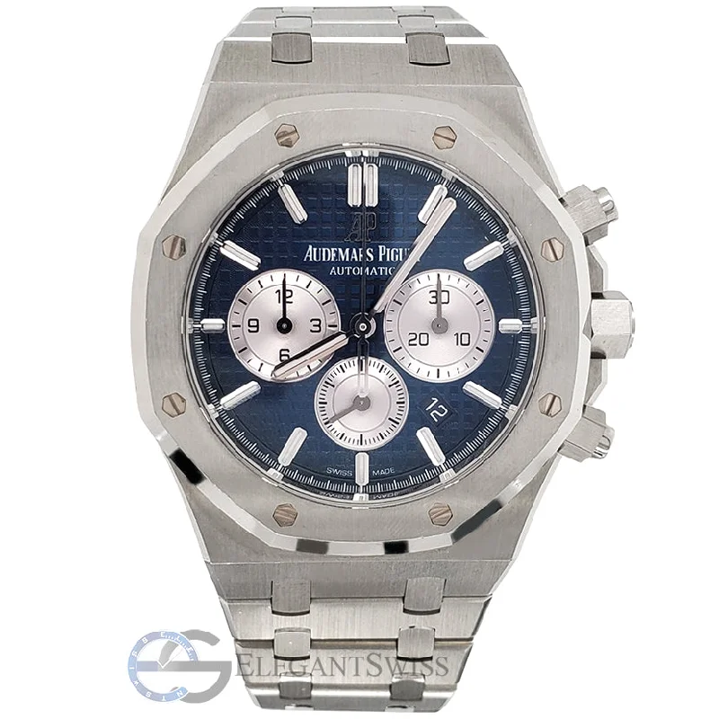 Audemars Piguet Royal Oak 41mm Chronograph Blue Dial Steel Watch 26331ST.OO.1220ST.01 Box Papers