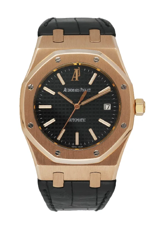 Audemars Piguet 15300OR Black Dial 18K Rose Gold Mens Watch