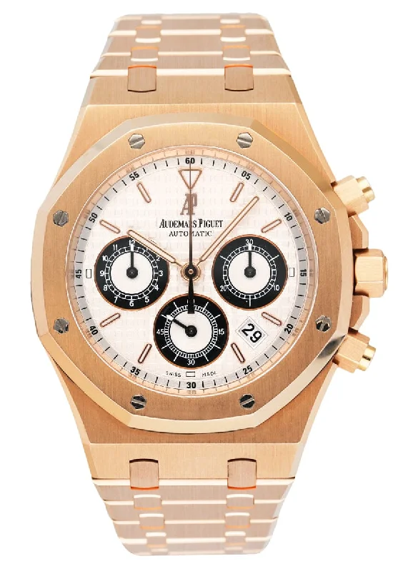 Audemars Piguet Royal Oak 26022OR 18K Rose Gold Mens Watch Box Papers