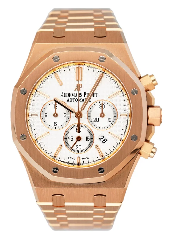 Audemars Piguet Royal Oak 26320OR Silver Dial Rose Gold Mens Watch Box Papers