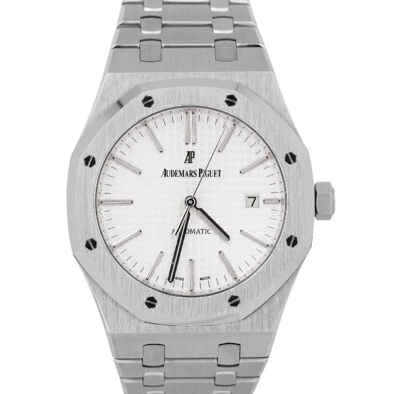 MINT Audemars Piguet Royal Oak White Steel 41mm Watch 15400ST.OO.1220ST.02