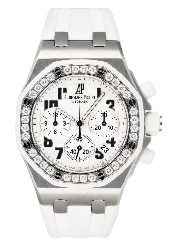 Audemars Piguet Royal Oak Offshore 26048SK Diamond White Dial Ladies Watch Box Papers